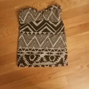Strapless gray and white women's top